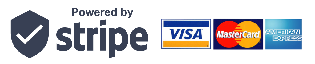 Powered by Stripe — Visa, Mastercard, American Express