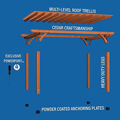 Backyard Discovery Beaumont 16 ft. x 12 ft. All Cedar Wooden Pergola Kit for Backyard, Deck, Garden, Patio, Outdoor Entertaining | Wind Rated at 100 MPH