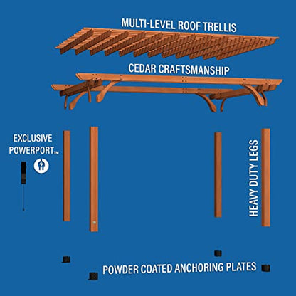 Backyard Discovery Beaumont 16 ft. x 12 ft. All Cedar Wooden Pergola Kit for Backyard, Deck, Garden, Patio, Outdoor Entertaining | Wind Rated at 100 MPH