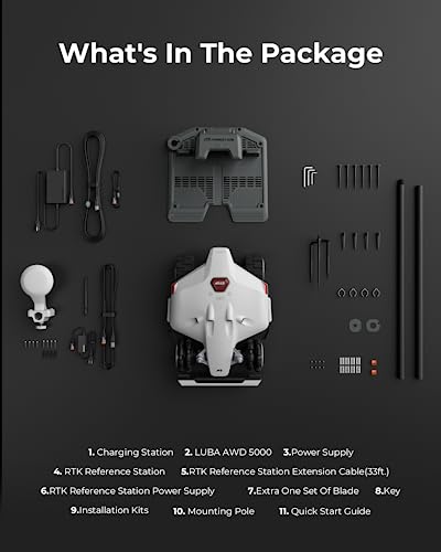 MAMMOTION LUBA AWD 5000, No Perimeter Wire Robotic Lawn Mower for 1.25 Acre Lawn 75% Slope, APP Control with Virtual Boundaries, All-Wheel Drive, Multi-Zone Management, Omni Wheel Version