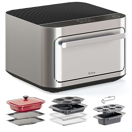 Brava Oven Chef's Choice Set: 10-in-1 Touchscreen Countertop Smart Oven, Air Fryer, 6-Slice Toaster, Slow Cooker, Reheater, Dehydrator, Rice Cooker, Healthy & User Friendly, Auto-Shut Off, 1800W