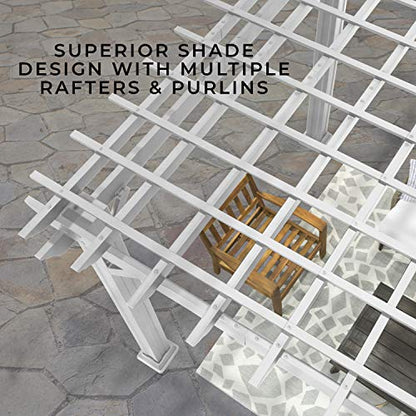 Backyard Discovery 16x12 ft Hawthorne White Galvanized Steel Pergola w/Soft Sail Shade, Spacious, Rust Resistant, UV Protection, Resist Winds Up to 100 MPH, Durable, Powerport USB & Electrical Outlet