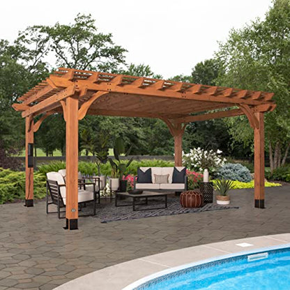 Backyard Discovery Beaumont 16 ft. x 12 ft. All Cedar Wooden Pergola Kit for Backyard, Deck, Garden, Patio, Outdoor Entertaining | Wind Rated at 100 MPH