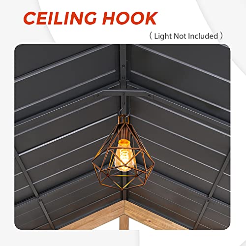 EAGLE PEAK 13x11 Cedar Framed Patio Gazebo, Natrual Wood Outdoor Pavilion Cabana with Black Steel Gable Hardtop Roof, 12x10 Frame, Black