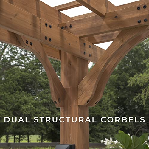 Backyard Discovery Beaumont 16 ft. x 12 ft. All Cedar Wooden Pergola Kit for Backyard, Deck, Garden, Patio, Outdoor Entertaining | Wind Rated at 100 MPH