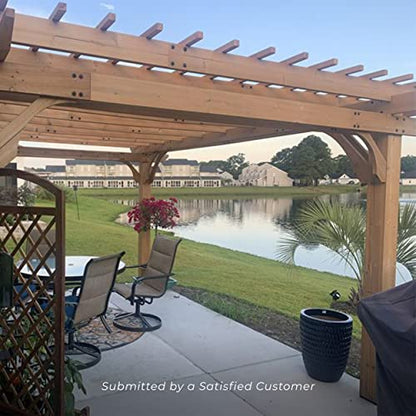 Backyard Discovery Beaumont 16 ft. x 12 ft. All Cedar Wooden Pergola Kit for Backyard, Deck, Garden, Patio, Outdoor Entertaining | Wind Rated at 100 MPH