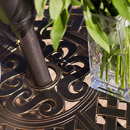 Hanover Fontana 7-Piece Outdoor Patio Dining Set with 38"x72" Cast-Top Rectangular Table and 6 Quick-Dry Sling Swivel Rocker Chairs, Modern Weather Resistant Furniture Set with Table and Chairs