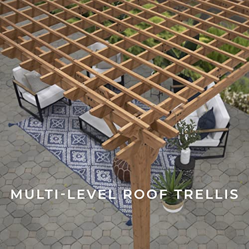 Backyard Discovery Beaumont 16 ft. x 12 ft. All Cedar Wooden Pergola Kit for Backyard, Deck, Garden, Patio, Outdoor Entertaining | Wind Rated at 100 MPH